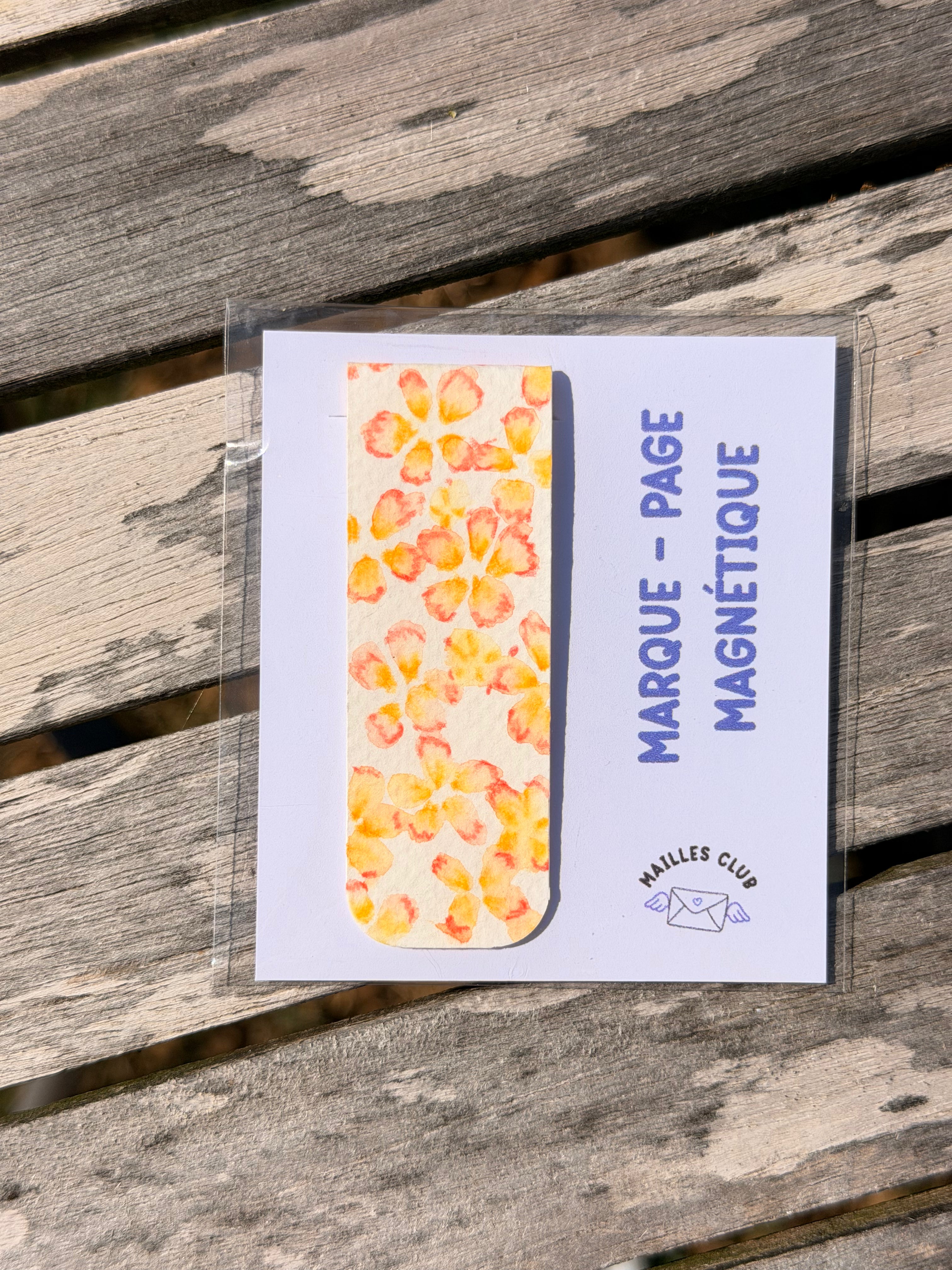 Marque-Page Magnétique Aquarelle Fleurs Oranges
