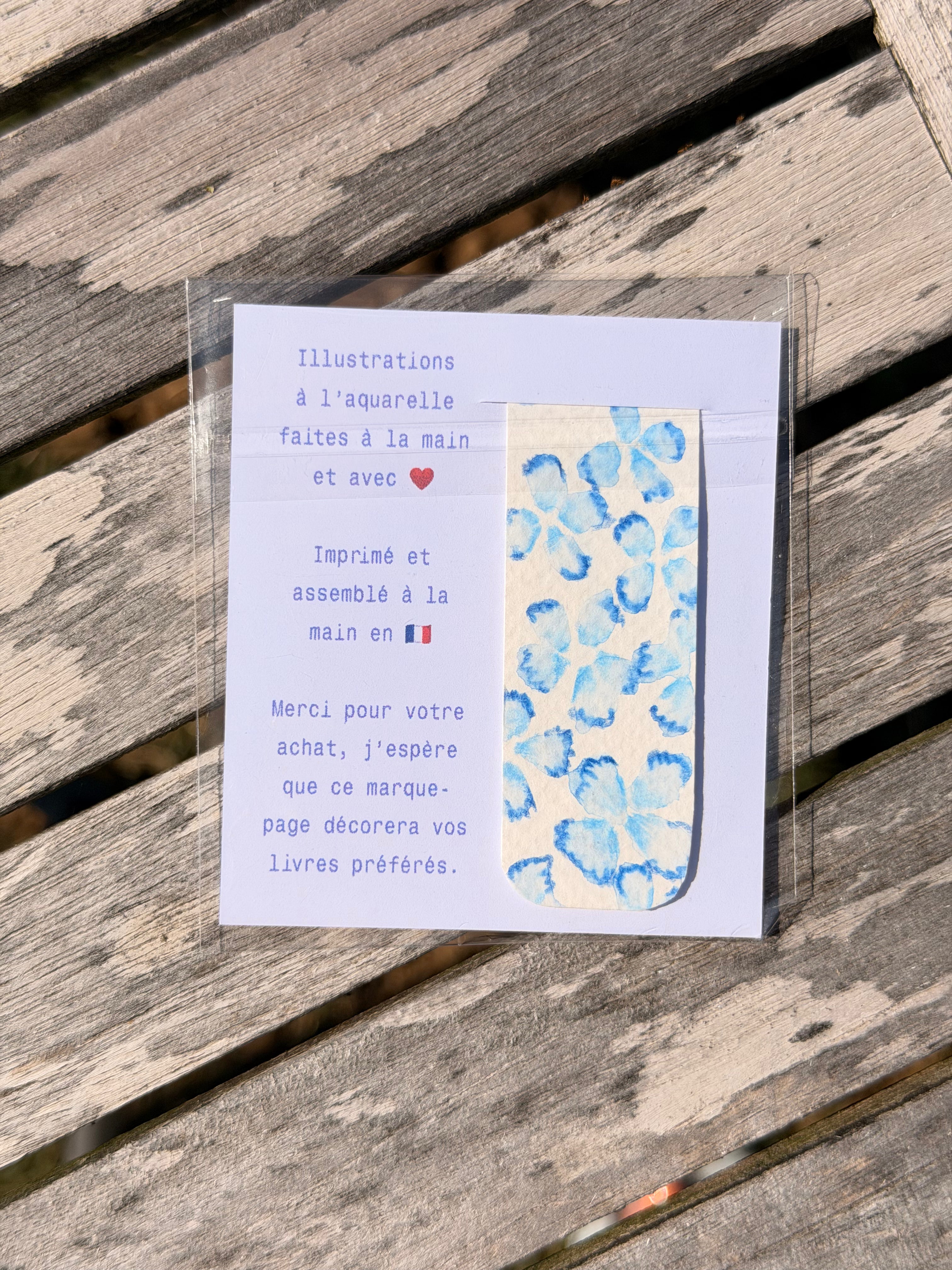 Marque-Page Magnétique Aquarelle Fleurs Bleues