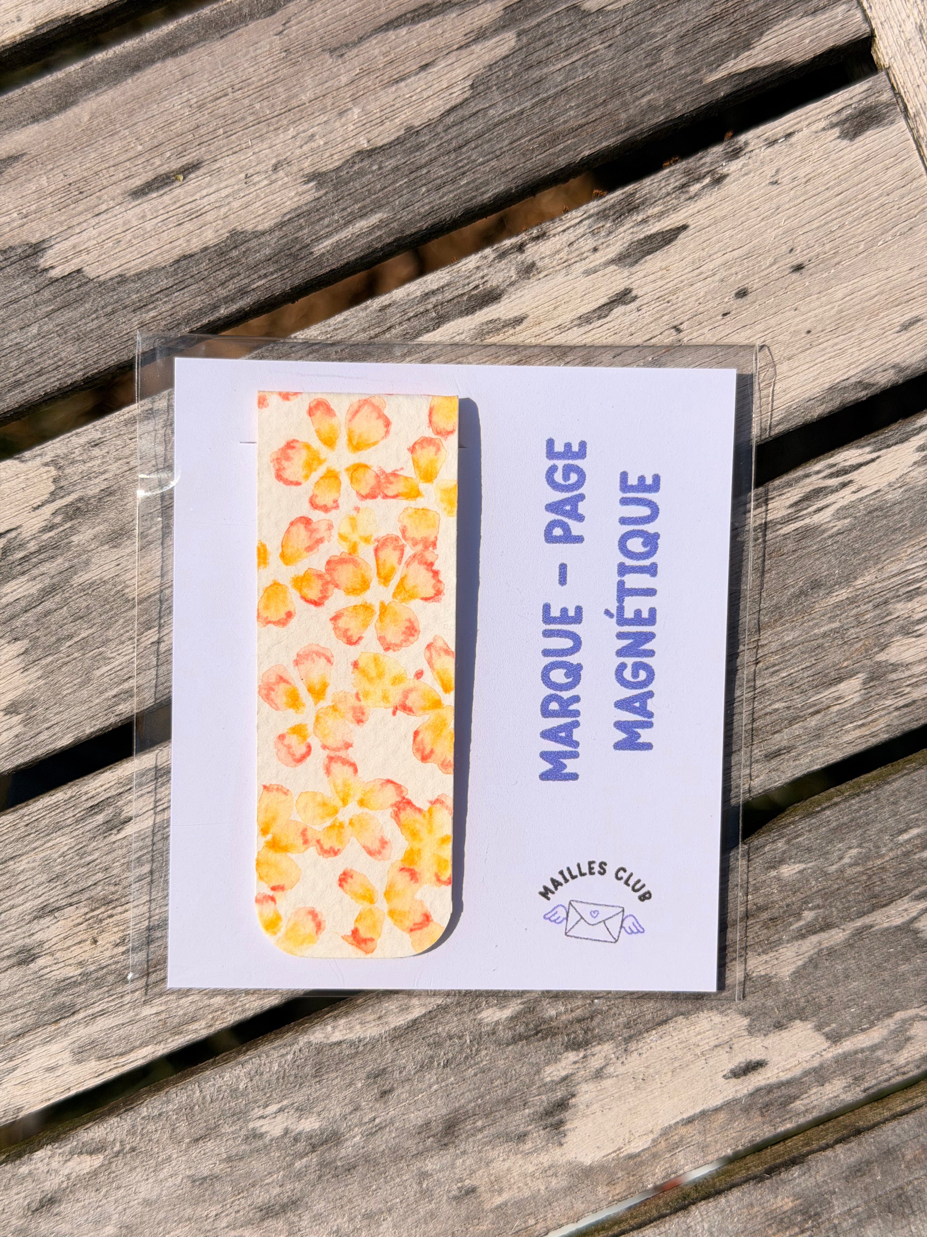 Marque-Page Magnétique Aquarelle Fleurs Oranges
