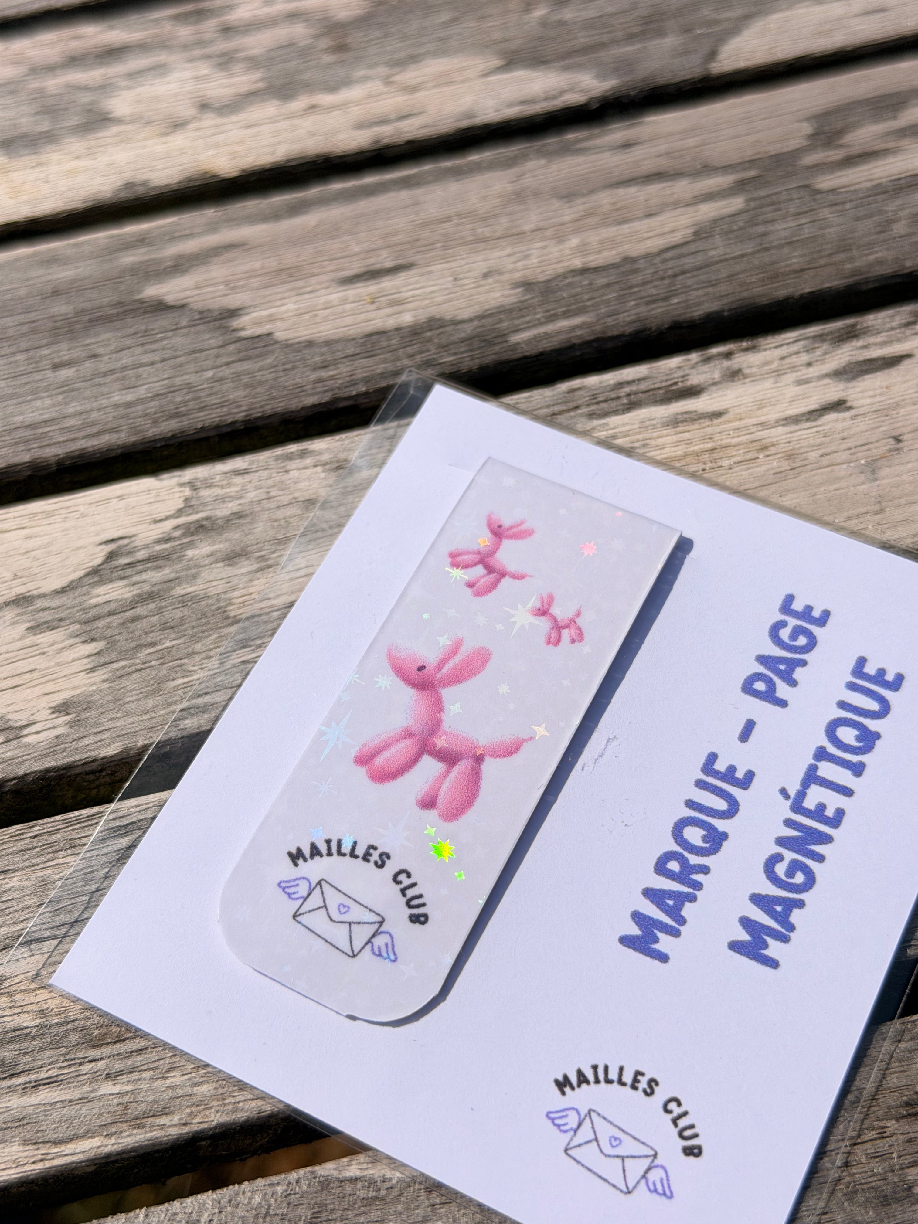 Marque-Page Magnétique Chien Bubble Rose