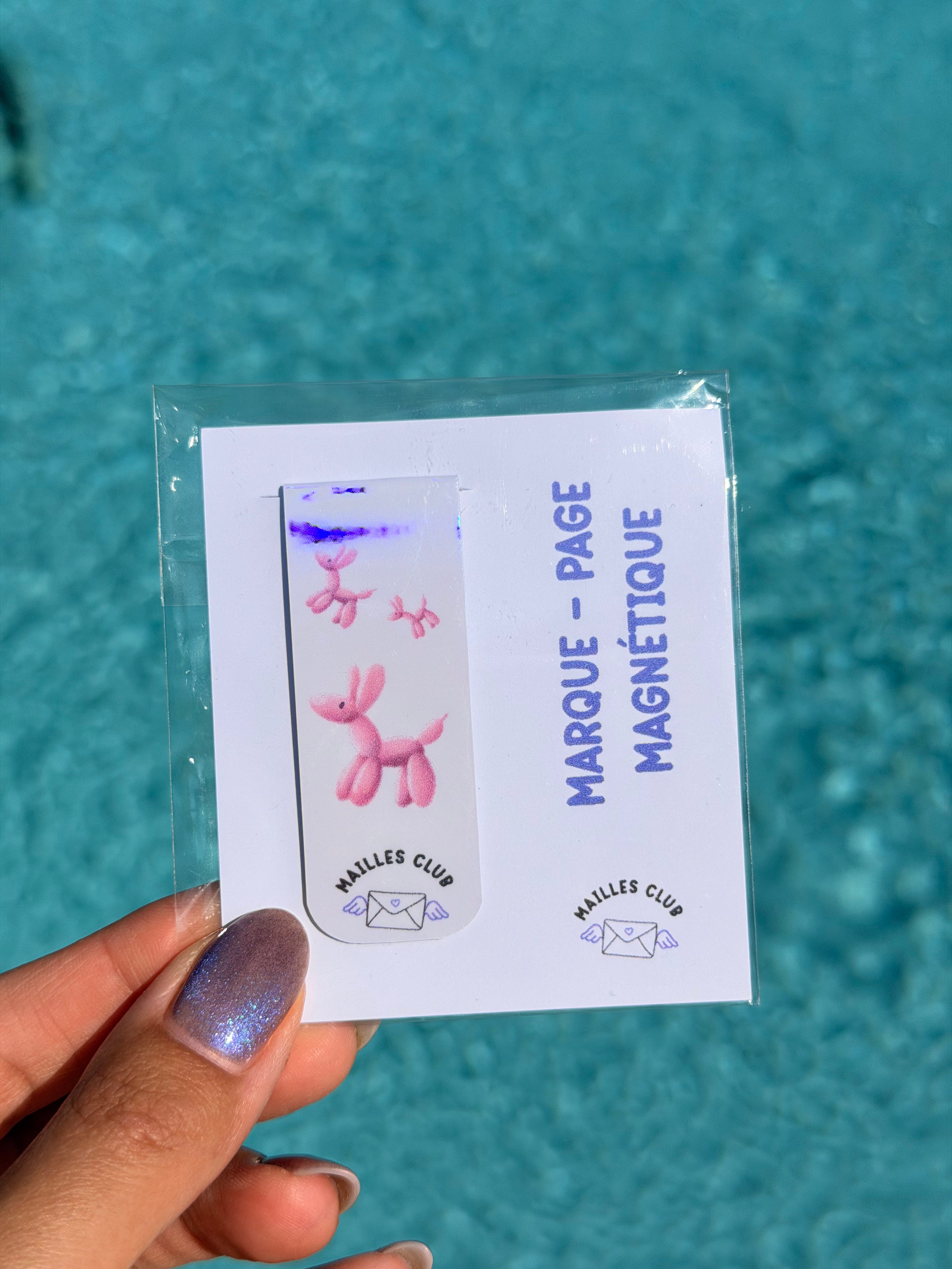 Marque-Page Magnétique Chien Bubble Rose